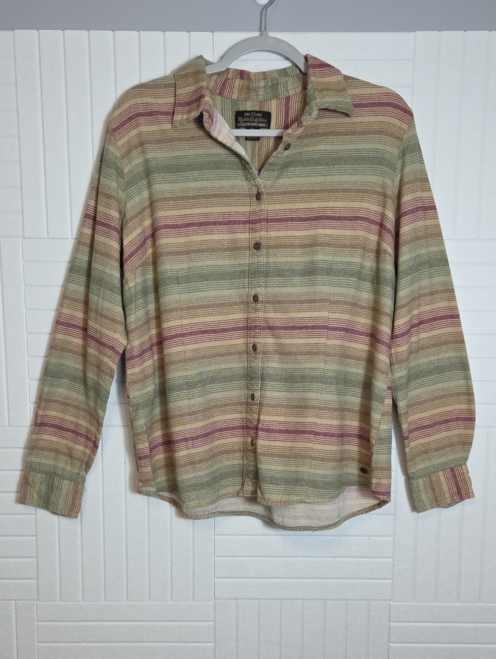 Noble Outfitters 100% Cotton Stripped Collared Buttondown Flannel Shirt Size XL